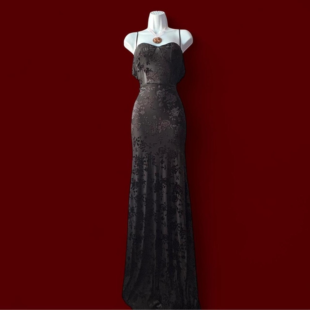 Windsor Black Velvet Burnout Gothic Maxi Dress Size Large